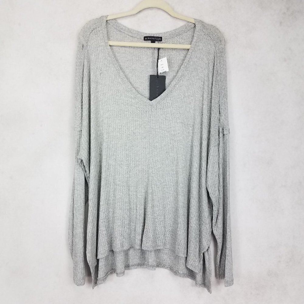 Gibsonlook Size XXL Loungewear Waffle Gray Long sleeve Top NWT w flaw